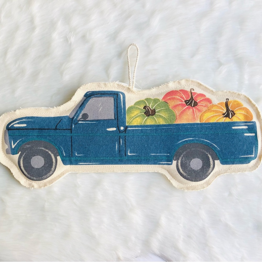 Autumn Blue Truck Decor